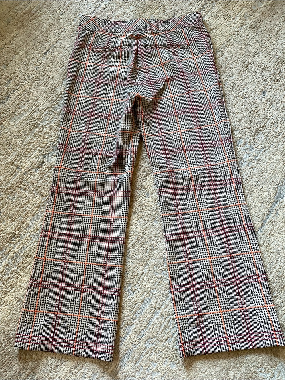 Spanx Perfect Kick Flare Ponte Plaid Trousers Orange Pop Pull On Pants: Large - Picture 8 of 9